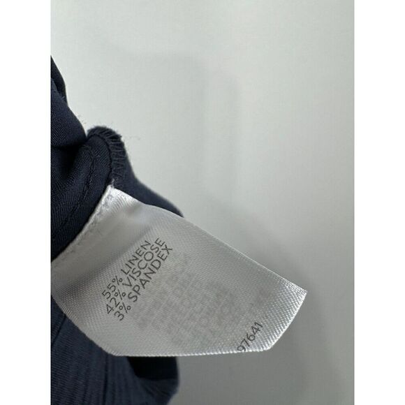 J. Jill Womens Sz Medium Petite Linen Stretch Wide Leg Cropped Pants Blue - Picture 4 of 8